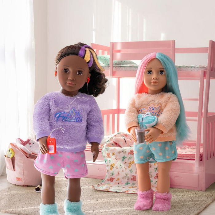 Łóżko piętrowe dla lalek Pościel z motylkami Dreams for Two Our Generation