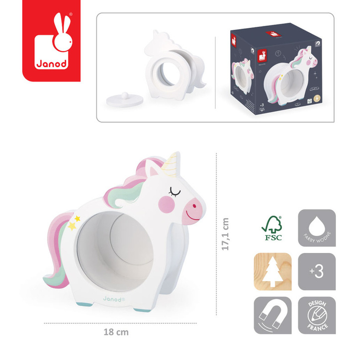Drewniana skarbonka jednorożec Janod