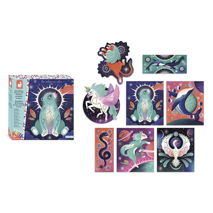 Malowanie kropkami Puentylizm 3D Kosmiczne zwierzęta Janod