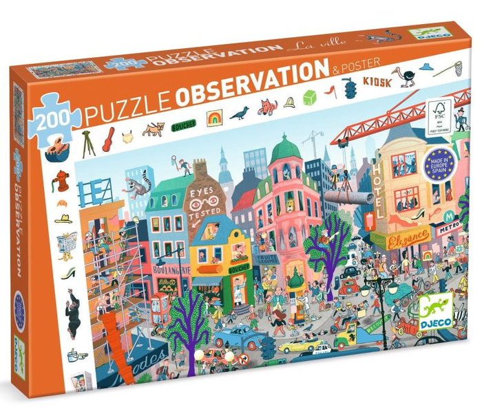Puzzle obserwacja Miasto 200 elementów Djeco
