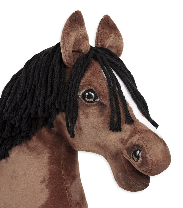 Brązowy koń na kiju z gęstą grzywą Premium Super Hobby Horse