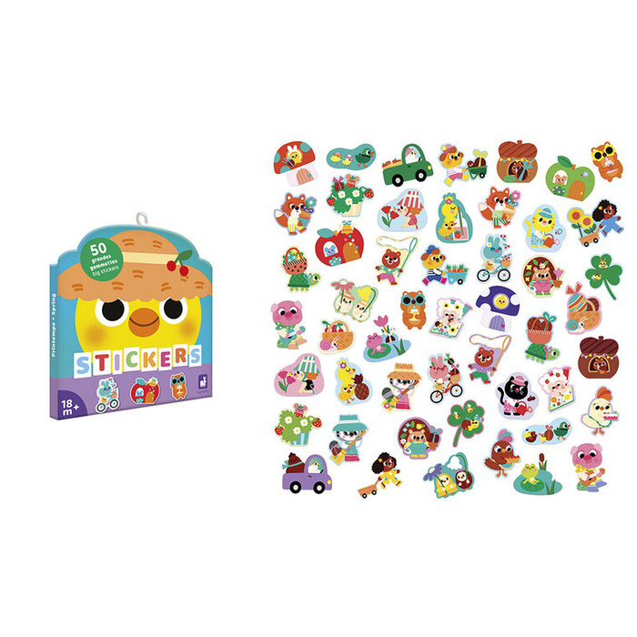 Duże naklejki wielorazowe dla dzieci 50 sztuk Wiosna Janod