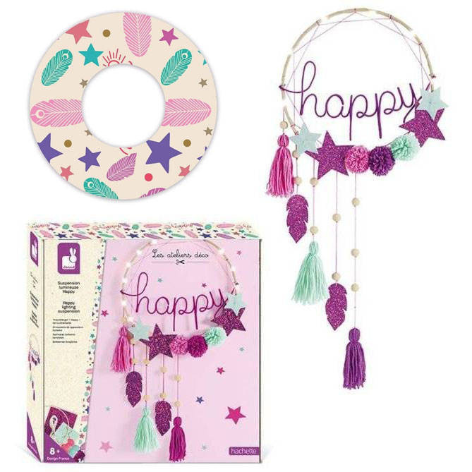 Zestaw kreatywny Łapacz snów z podświetleniem ledowym Happy Janod