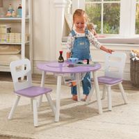 Okrągły stolik dla dzieci z 2 krzesłami do zabawy KidKraft – lawendowy