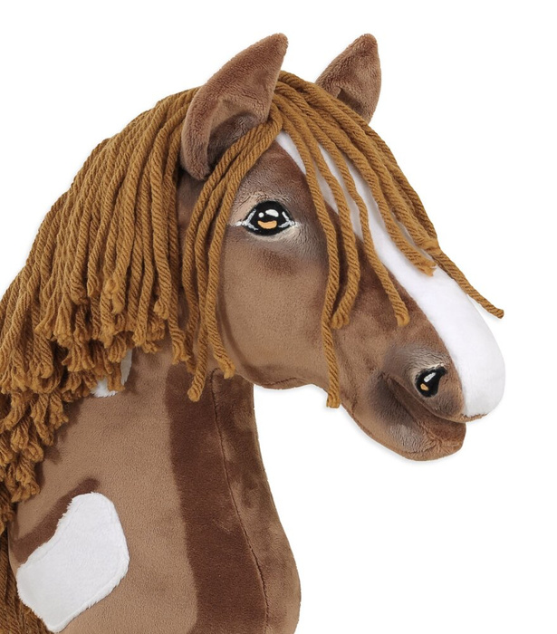 Brązowy koń na kiju z gęstą grzywą Premium Super Hobby Horse