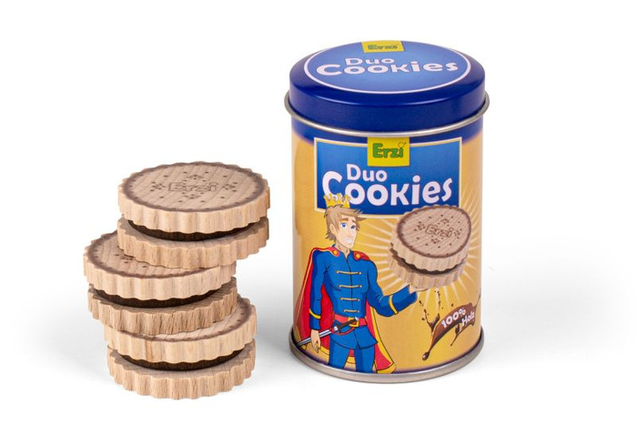 Drewniane ciasteczka w puszce do zabawy w sklep Duo Erzi