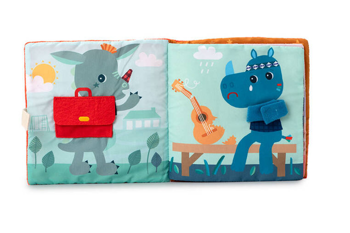 Materiałowa edukacyjna książeczka z mini przytulanką sarenka Stella i jej przytulanka LILLIPUTIENS