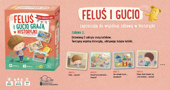 Edukacyjna gra językowa Feluś i Gucio grają w historyjki Nasza Księgarnia