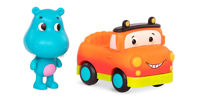 Zestaw miękkich autek sensorycznych do rączki Light Up Cars B.toys