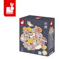 Magnesy drewniane dla dzieci Jednorożce i smoki 24 szt. Janod 