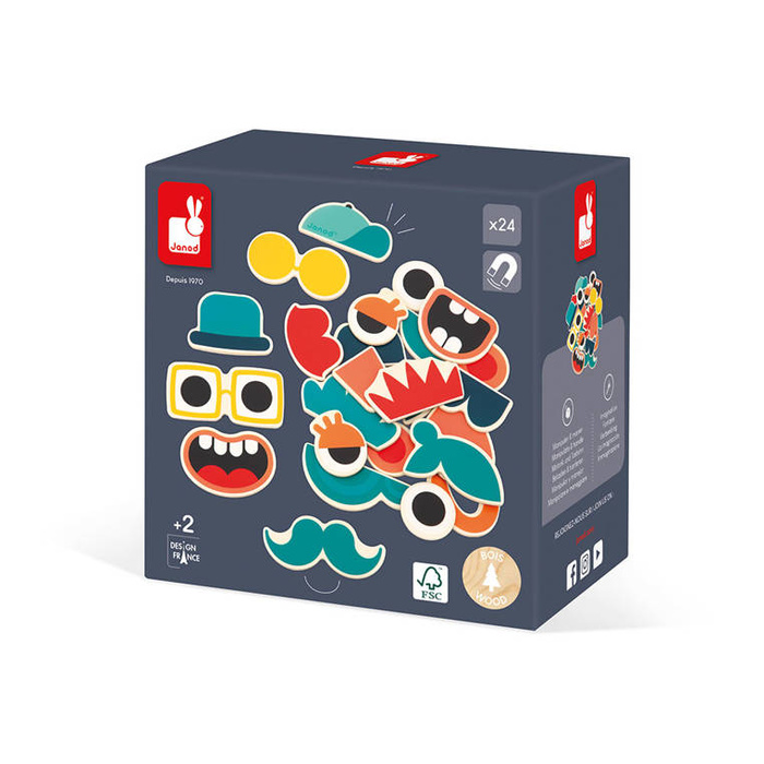 Magnesy drewniane Portrety 24 szt. Janod