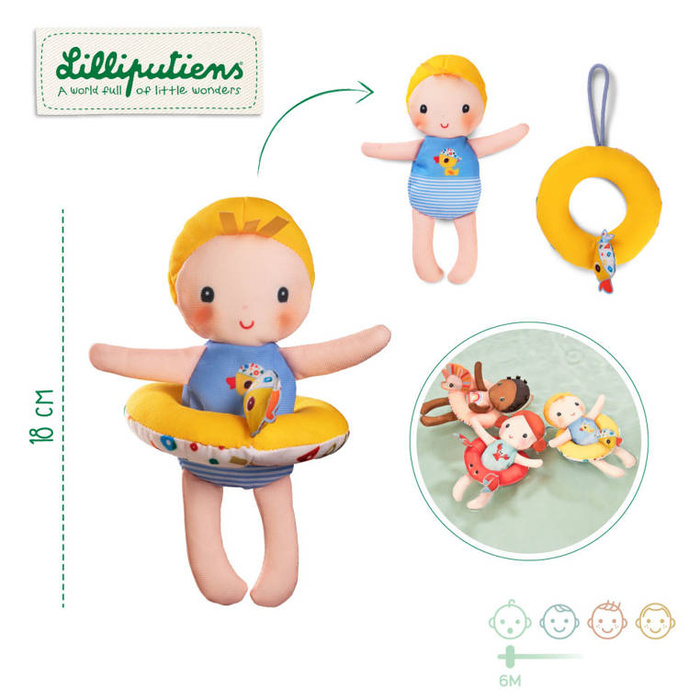 Laleczka z kółkiem do kąpieli wanny Gaspard Lilliputiens