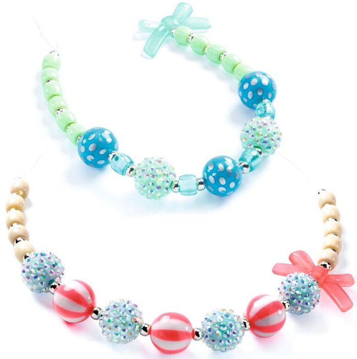 Kreatywny zestaw koralików do nawlekania srebrne bąbelki Djeco