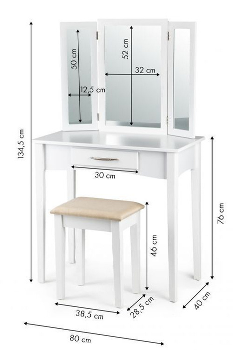 Toaletka dla dziewczynki z regulowanym lustrem Modernhome