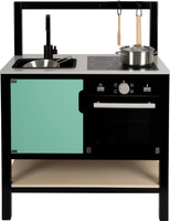 Czarna kuchnia z drewna dla dzieci industrialna Small Foot