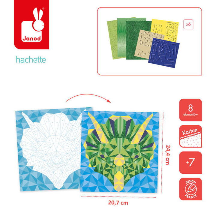 Zestaw kreatywny Mozaika Dinozaury Misterix 7+ Janod