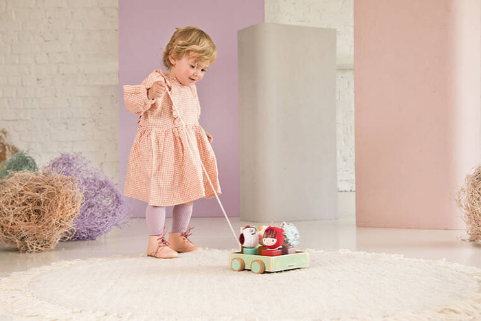 Drewniany wózek do ciągnięcia Wilk Louis LILLIPUTIENS