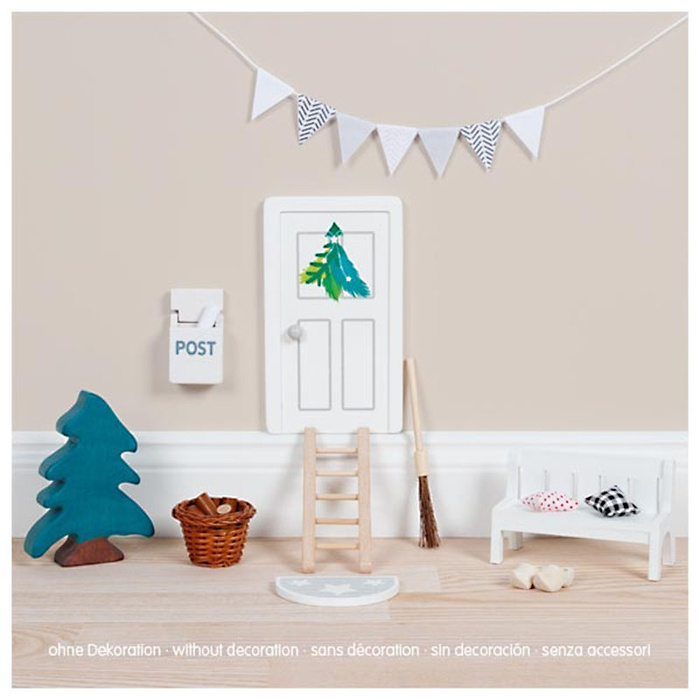 Drewniane akcesoria do domku dla lalek i pokoju dziecięcego Drzwi Elfa Goki