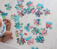 Świecące puzzle z mini-lampką UV Las 24 elementy 3+ Janod 