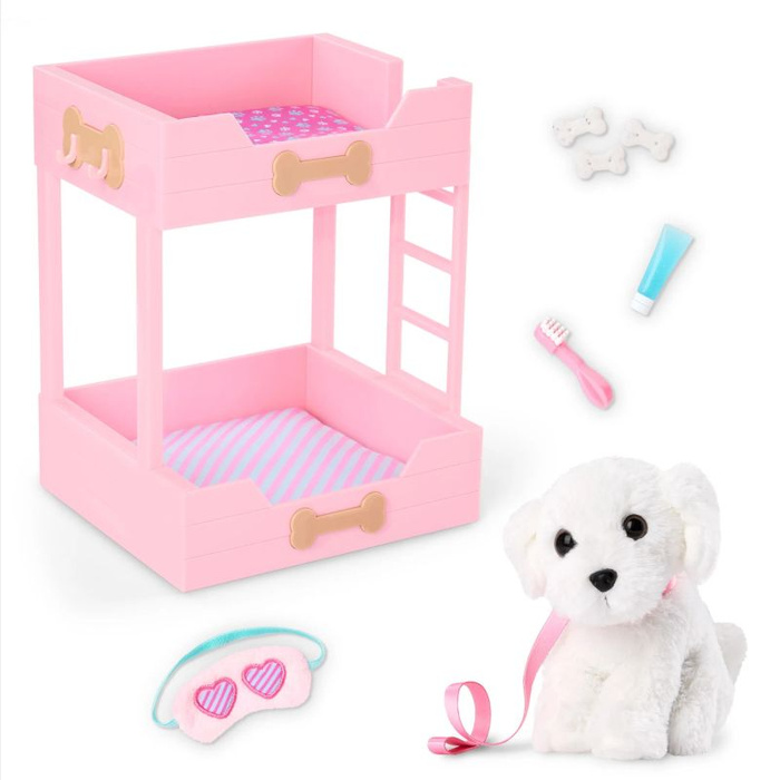 Różowe łóżko piętrowe z pieskiem i akcesoriami Puppy Dreams Bunk Bed Our Generation