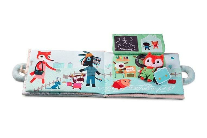 Miękka książeczka aktywizująca z mini-przytulanką „Dzień dobry, mały lisku” Lilliputiens