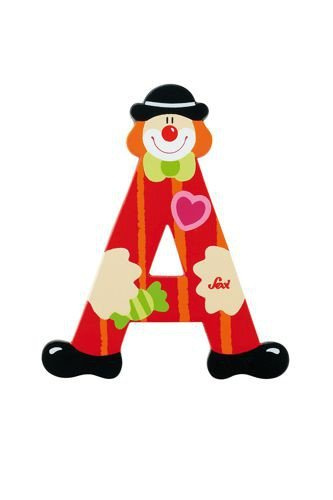 Drewniana literka. Klaun "A", Sevi