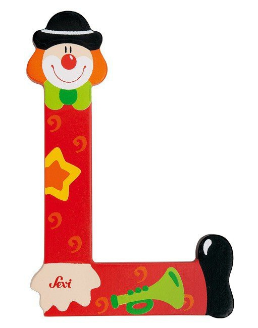 Drewniana literka. Klaun "L", Sevi