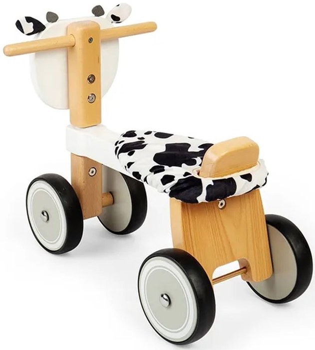 Drewniany rowerek 4-kołowy Krówka Bigjigs