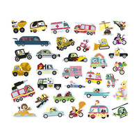 Naklejki wielorazowe dla dzieci na arkuszach 200 sztuk Pojazdy Janod