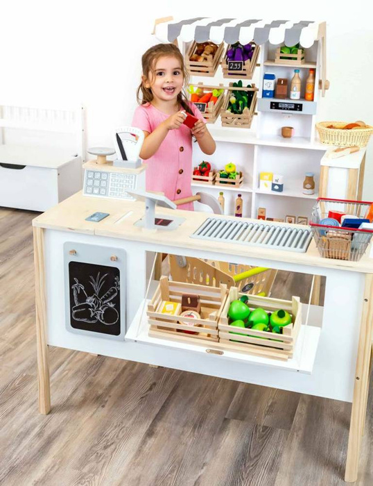Drewniana kuchnia dla dzieci i sklep 2w1 Funkcjonalność Small Foot