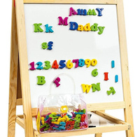 Drewniana dwustronna tablica dla dzieci z regulacją wysokości 106 elementów