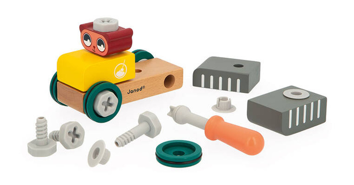 Autko drewniane cysterna do samodzielnego składania Miś Brico Kids Janod