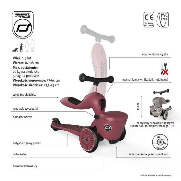 Jeździk i hulajnoga 2 w 1 zamykany schowek Wildcat Highwaykick 1 Lifestyle Scoot & Ride