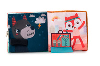 Materiałowa edukacyjna książeczka z mini przytulanką sarenka Stella i jej przytulanka LILLIPUTIENS 