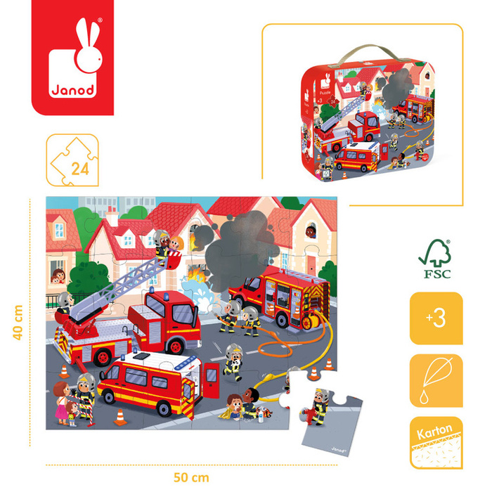 Puzzle w walizce Strażacy 24 el. Janod