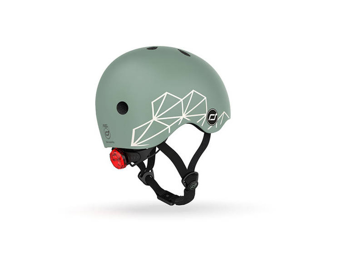 SCOOTANDRIDE Dziecięcy kask XXS-S 1-5 lat światło LED magnetyczne zapięcie Green Lines