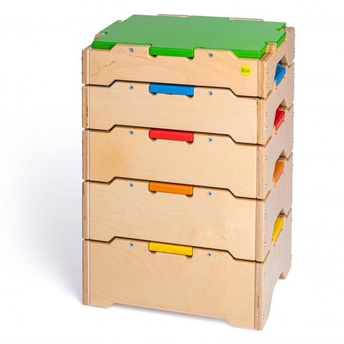 Skrzynie do ćwiczeń dla dzieci 5 różnych kolorów i wysokości Erzi