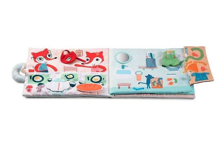 Miękka książeczka aktywizująca z mini-przytulanką „Dzień dobry, mały lisku” Lilliputiens