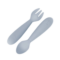 Komplet silikonowych sztućców Mini Utensils pastelowa szarość EZPZ