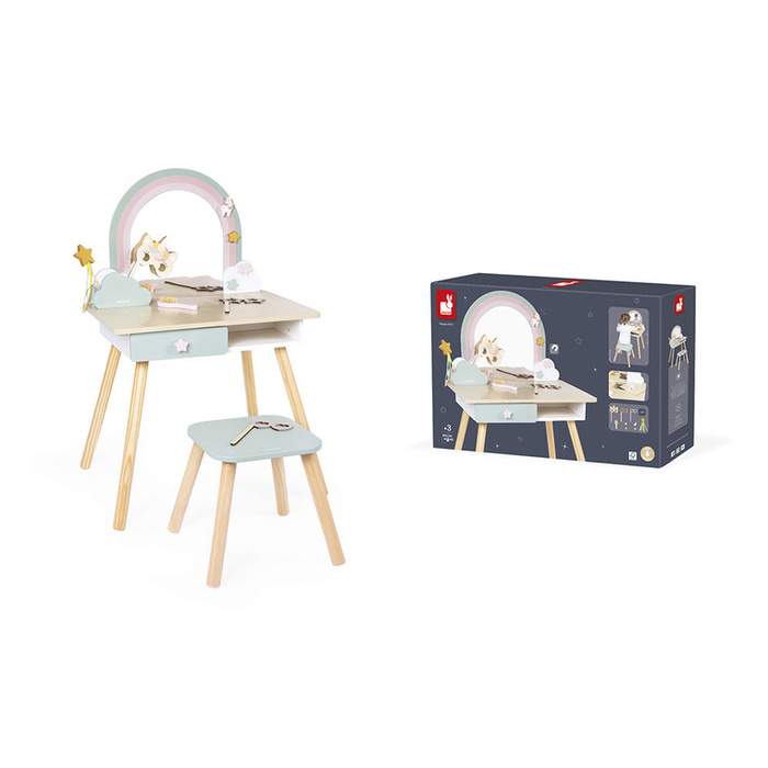 Duża toaletka drewniana Jednorożec 11 el Janod