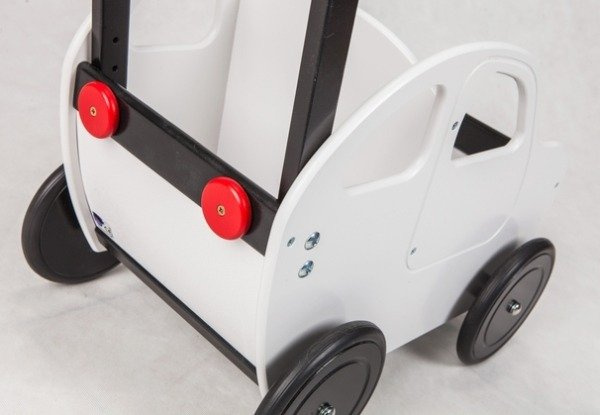 Drewniany wózek dla lalek i nie tylko. Białe auto, chodzik dla dzieci