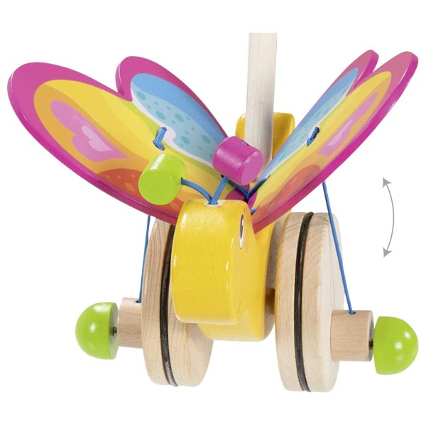Drewniana Zabawka na kiju do pchania Motyl Labelle Goki