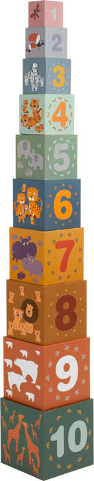 Kostki do układania wieży Safari z cyframi Small Foot