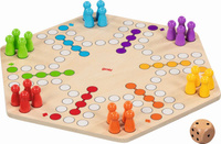 Duża drewniana gra planszowa chińczyk Ludo dla 4 i 6 graczy Goki