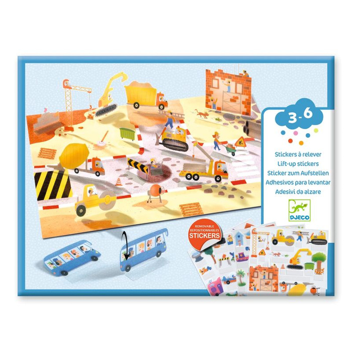 Zestaw naklejek dla dzieci wielokrotnego użytku Pojazdy Djeco