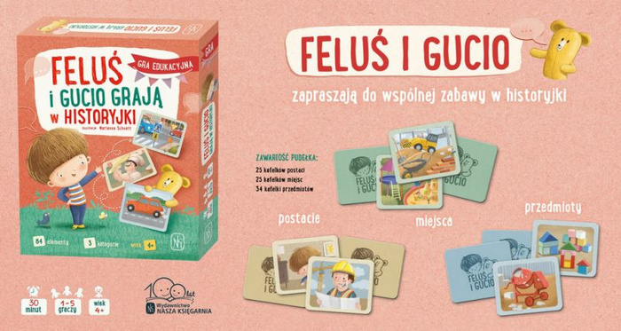 Edukacyjna gra językowa Feluś i Gucio grają w historyjki Nasza Księgarnia