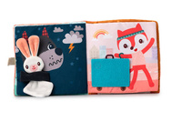 Materiałowa edukacyjna książeczka z mini przytulanką sarenka Stella i jej przytulanka LILLIPUTIENS 