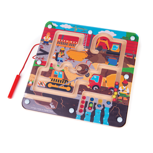 Magnetyczny labirynt drewniany Na budowie Bigjigs Toys 
