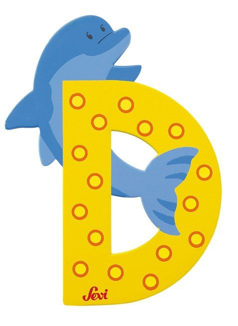 Drewniana literka. Delfin "D", Sevi