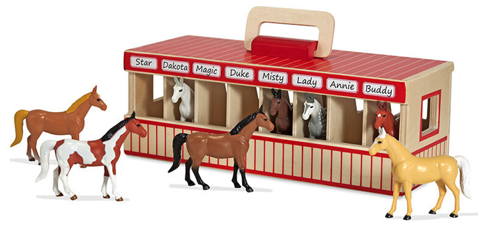 Drewniana Stajnia dla dzieci z Figurkami Koni Melissa and Doug